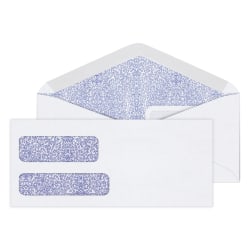 Office Depot® Brand #9 Security Envelopes, Double Window, 3-7/8" x 8-7/8", Gummed Seal, White, Box Of 500