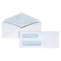 Office Depot® Brand #8 5/8 Security Envelopes, Double Window, 3-5/8" x 8-5/8", Gummed Seal, White, Box Of 500