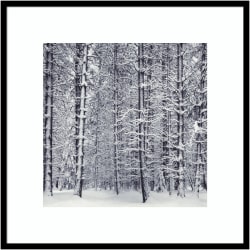 Amanti Art Pine Forest In The Snow Yosemite National Park by Ansel Adams Wood Framed Wall Art Print, 31"W x 31"H, Black