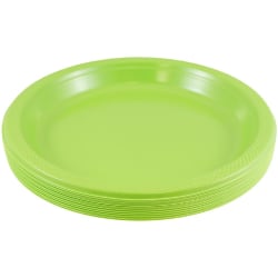 JAM PAPER Round Plastic Party Plates, Small, 7 inch, Lime Green, 20/Pack