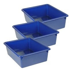Romanoff Products Double Stowaway Trays, 5-1/2"H x 13-1/2"W x 16"D, Blue, Pack Of 3 Trays
