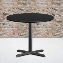 Flash Furniture Round Laminate Table Top With Table Height Base, 31-3/16"H x 36"W x 36"D, Black