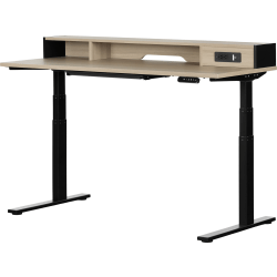 South Shore Majyta Electric 60"W Adjustable-Height Standing Desk, Soft Elm/Matte Black