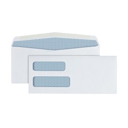 Office Depot® Brand #10 Security Envelopes, Double Window, 4-1/8" x 9-1/2", Gummed Seal, White, Box Of 500