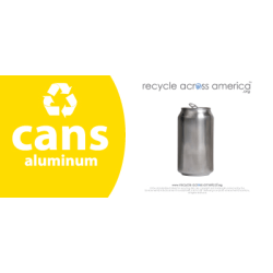 Recycle Across America Aluminum Cans Standardized Recycling Labels, CANS-0409, 4" x 9", Yellow