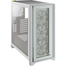 Corsair iCUE 4000X RGB Tempered Glass Mid-Tower ATX Case - White - Mid-tower - White - Tempered Glass, Steel, Plastic - 4 x Bay - 3 x 4.72" x Fan(s) Installed - 0 - ATX Motherboard Supported - 17.20 lb - 6 x Fan(s) Supported