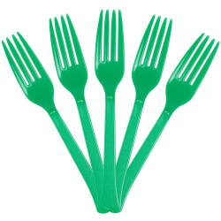 JAM PAPER Premium Utensils Party Pack, Plastic Forks, Green, 48 Disposable Forks/Pack