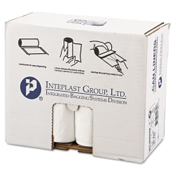 Interplast Group Low Density Commercial Can Liners, 30 gal, 0.7 mil, 30" x 36", White, Interleaved Roll, 25 Bags/Roll, 8 Rolls/Carton