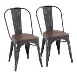 LumiSource Oregon Stackable Dining Chairs, Black/Espresso, Set Of 2 Chairs
