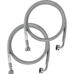 Certified Appliance Accessories 2 PK Braided Stainless Steel Washing Machine Hoses with Elbow - 48" - WM48SSL2PK