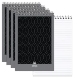 Office Depot® Brand Professional Steno Book, 6" x 9", Legal/Wide Ruled, 140 Pages (70 Sheets), Black/Gray, Pack Of 4