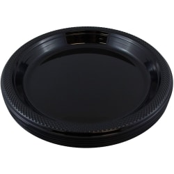 JAM PAPER Round Plastic Party Plates, Small, 7 inch, Black, 20/Pack