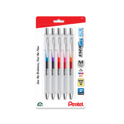 Pentel® EnerGel™ LE 60th Anniversary Pens, Medium Point, 0.7 mm, Assorted, Pack Of 5 Pens