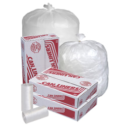 Pitt Plastics HD 14-micron Can Liners, 40 - 45 Gallons, 48" x 40", Natural, Pack Of 250 Liners