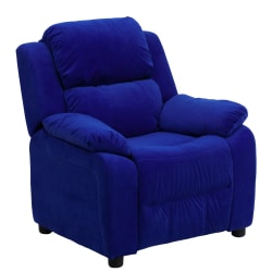 Flash Furniture Deluxe Padded Contemporary Microfiber Kids Recliner Accent Chair With Storage Arms, Blue