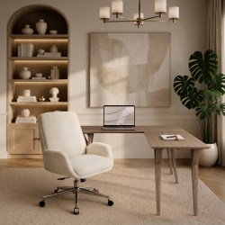 Realspace® Modern Comfort Midora Bouclé Fabric Mid-Back Office Chair, Soft Oat, BIFMA Compliant