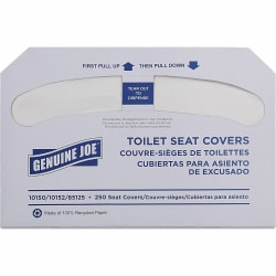 Genuine Joe Toilet Seat Covers - Half-fold - For Public Toilet - 250Pack - 4 / Carton - White
