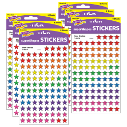 Trend superShapes Stickers, Star Smiles, 800 Stickers Per Pack, Set Of 6 Packs