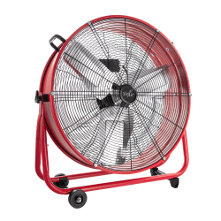 Vie Air 3-Speed Commercial Floor Drum Fan, 24" x 30-1/4", Red