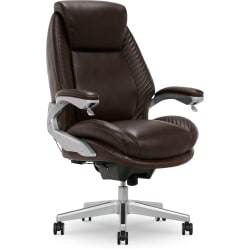 Serta® iComfort i6000 Ergonomic Bonded Leather High-Back Executive Chair, Brown/Silver