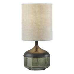 Adesso® Marina Table Lamp, 16-1/4"H, Light Gray Shade/Black/Smoked Glass Base