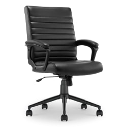 Click365 Transform 3.0 Ergonomic Vegan Leather Mid-Back Manager's Chair, Black