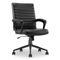 Click365 Transform 3.0 Ergonomic Vegan Leather Mid-Back Manager's Chair, Black