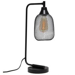 Elegant Designs Industrial Mesh Wire Desk Lamp With LED Bulb, 19"H, Matte Black