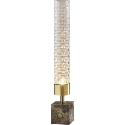 Adesso® Harriet LED Table Lamp, 19"H, Clear Shade/Brown Marble Base