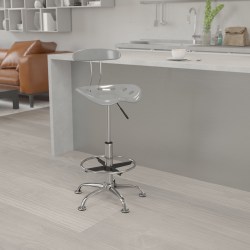 Flash Furniture Vibrant Drafting Stool, Silver/Chrome