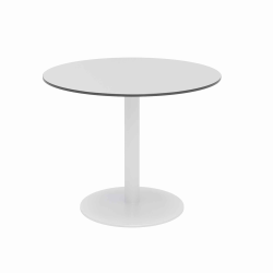 KFI Studios Eveleen 36" Round Outdoor Patio Table, 29"H x 36"W x 36"D, White/Fashion Gray