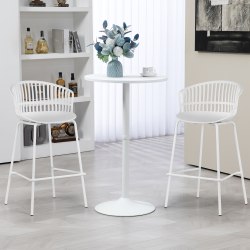 Glamour Home Basia Plastic Counter Height Stools With Back, White, Set Of 2 Stools
