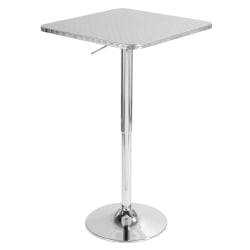 LumiSource Bistro Square Metal Bar Table, 41"H x 25-1/2"W x 25-1/2"D, Silver
