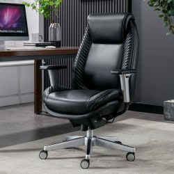 Serta® iComfort i6000 Ergonomic Bonded Leather High-Back Manager Chair, Black/Silver