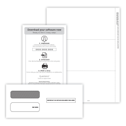 ComplyRight® 1099-NEC Recipient Copy Only Tax Form Set, Blank without Backer, 3-Part, 3-Up, with Envelopes & LaserLink Software, Pack of 50