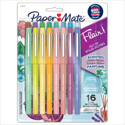 Paper Mate Flair Scented Felt-Tip Pens, Pack Of 16 Pens, Medium Tips, 0.7 mm, Assorted Nature Escape Scents And Colors