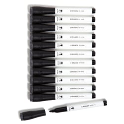 U Brands® Low-Odor Dry-Erase Markers, Medium Point, Black, Pack Of 12 Markers