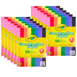 Crayola Construction Paper, 9" x 12", Assorted Colors, 96 Sheets Per Pack, Set Of 12 Packs