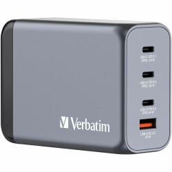 Verbatim 240W 4-Port GaN Wall Charger - 240 W - 120 V AC, 230 V AC Input - 5 V DC, 9 V DC, 12 V DC, 15 V DC, 20 V DC, 28 V DC Output - 5 A - 1