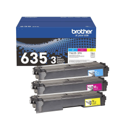 Brother TN635 Cyan, Magenta, and Yellow Standard Yield Toner Cartridges, 3-pack (TN6353PK)