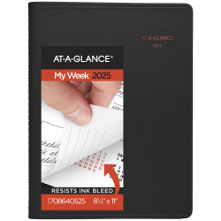2025 AT-A-GLANCE® 800 Range Weekly/Monthly Appointment Book Planner, 8-1/4" x 11", Black, 7086405