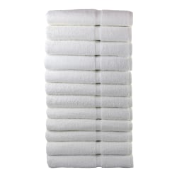 1888 Mills Crown Touch XL Bath Towels, 30" x 60", White, Pack Of 24 Towels