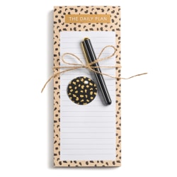 Eccolo List Pad With Pen, 4" x 10", 100 Sheets, Cheetah