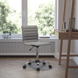 Flash Furniture Vinyl Low-Back Swivel Armless Task Chair, Light Gray/Gray