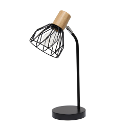 Simple Designs Industrial Farmhouse Fusion Adjustable Cage Wire Office Accent Desk Lamp, 18-1/4"H, Black