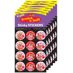 TREND Stinky Stickers, Friendship Bears/Chocolate Cherry, 48 Per Pack, Set Of 6 Packs