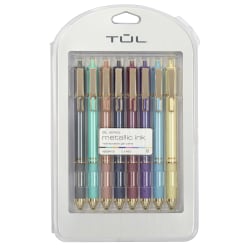 TUL® GL Series  Retractable Gel Pens, Medium Point, 0.8 mm, Assorted Barrel Colors, Assorted Metallic Inks, Pack Of 8 Pens