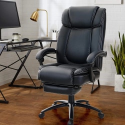 PHI VILLA Ergonomic Faux Leather High-Back Big And Tall Office Executive Chair With Armrests, Black