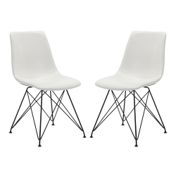 Office Star Trenton Faux Leather Accent Chairs, White, Set Of 2 Chairs