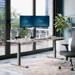 VARI Electric Standing Desk With ComfortEdge, 72"W, Reclaimed Wood